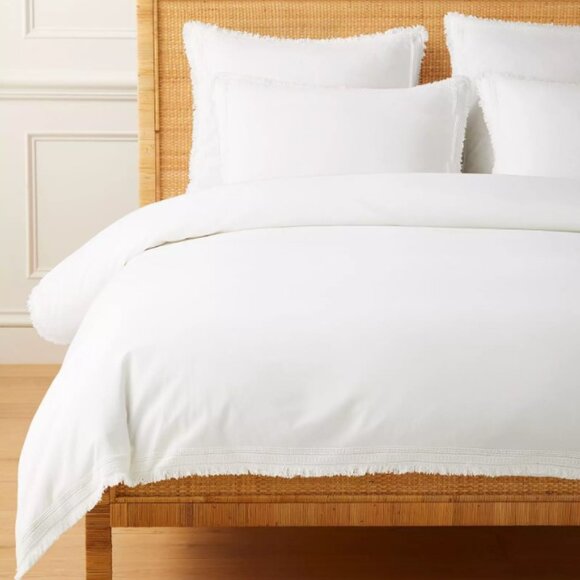 Serena & Lily White Solana Percale King Duvet Cover - Picture 6 of 7